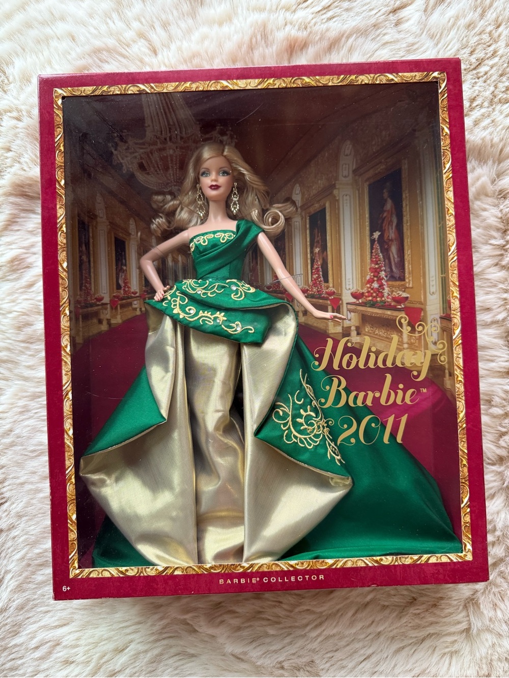 Barbie Holiday Doll in Green and Gold Evening Gown
